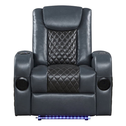 Alair Power Motion Recliner w/Bluetooth Speaker & Cooling Cup Holder, Blue