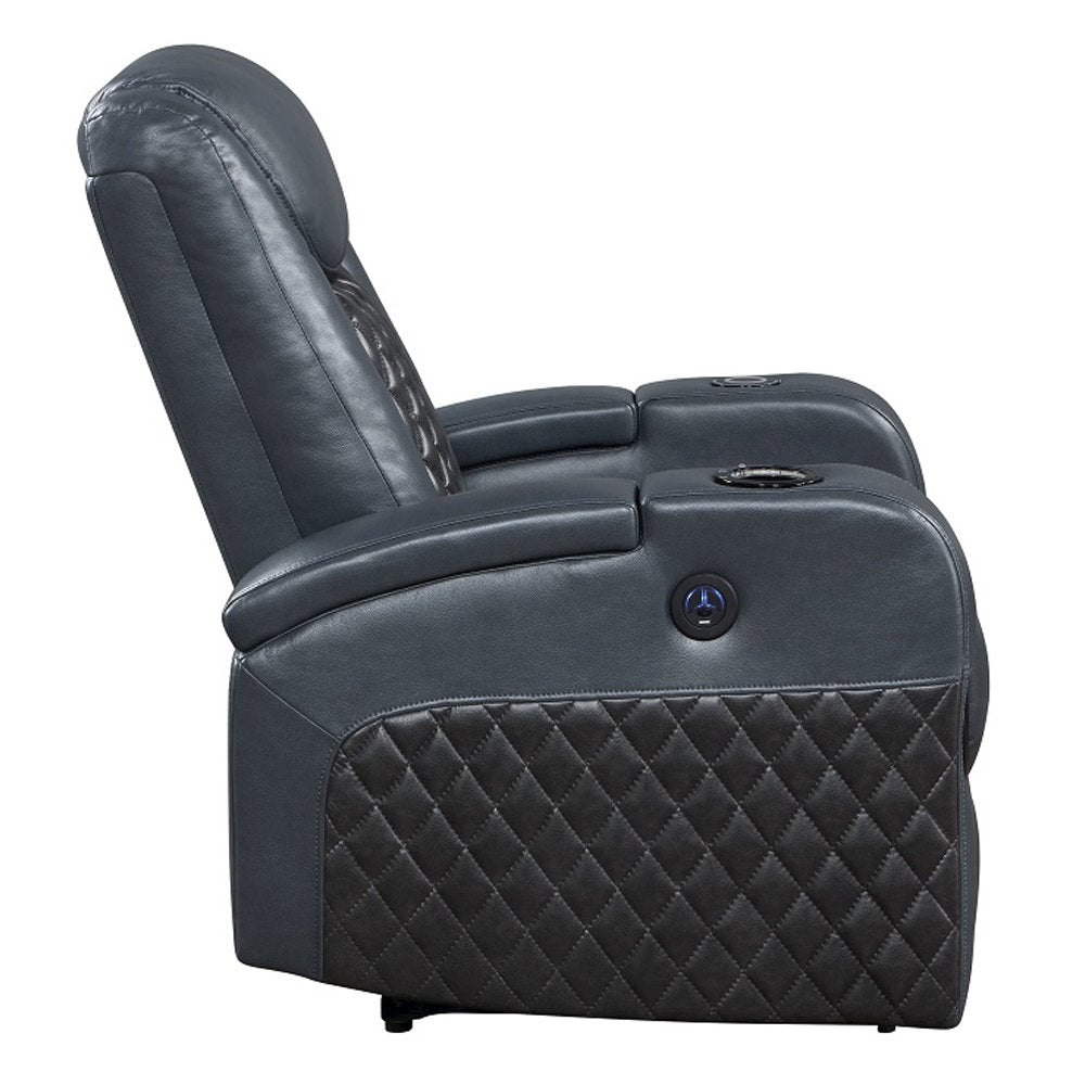 Alair Power Motion Recliner w/Bluetooth Speaker & Cooling Cup Holder, Blue