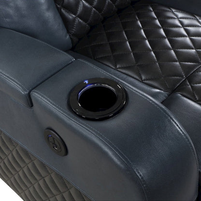 Alair Power Motion Recliner w/Bluetooth Speaker & Cooling Cup Holder, Blue