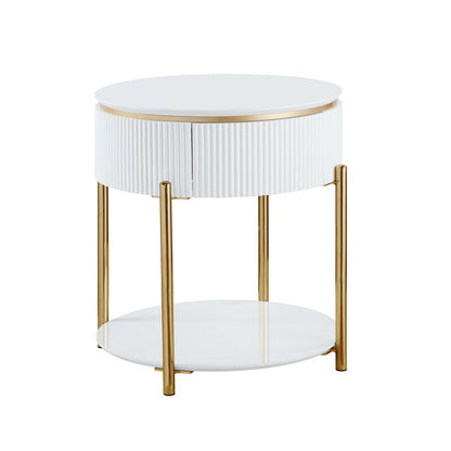 Daveigh End Table, White High Gloss & Gold