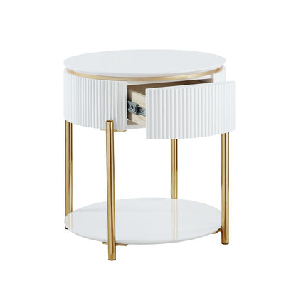 Daveigh End Table, White High Gloss & Gold