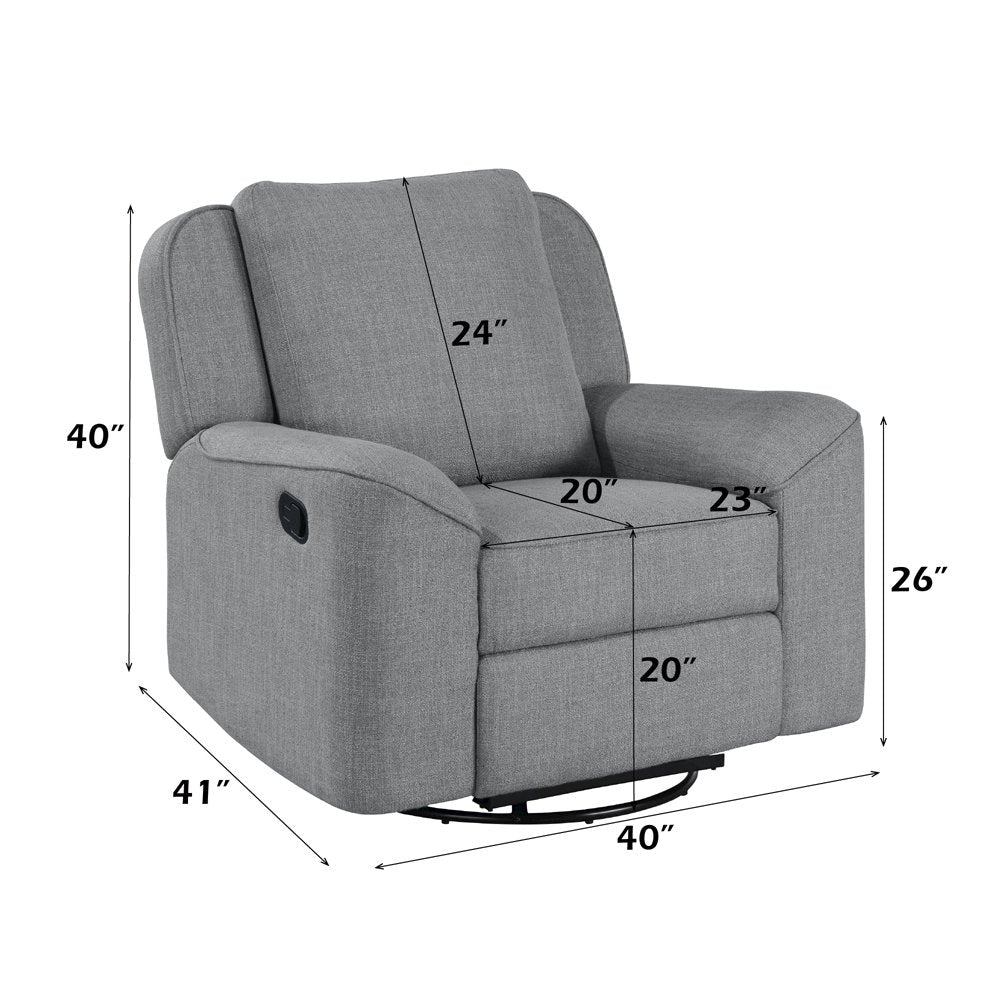 Destiny Glider Recliner w/Swivel, Gray Linen