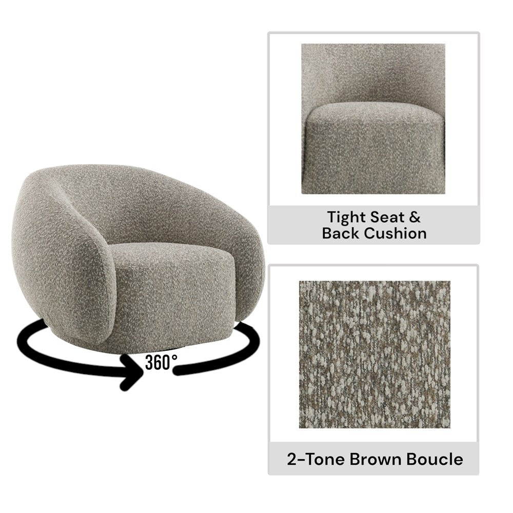 Isabel Accent Chair w/Swivel, 2 Tone Brown Boucle