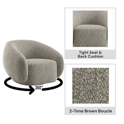 Isabel Accent Chair w/Swivel, 2 Tone Brown Boucle