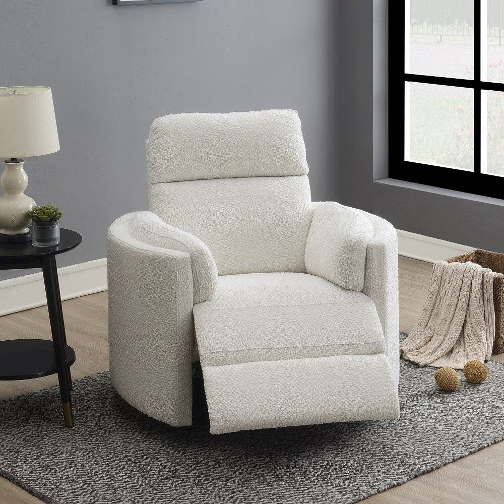 Sagen Glider Recliner w/Swivel, Beige Boucle