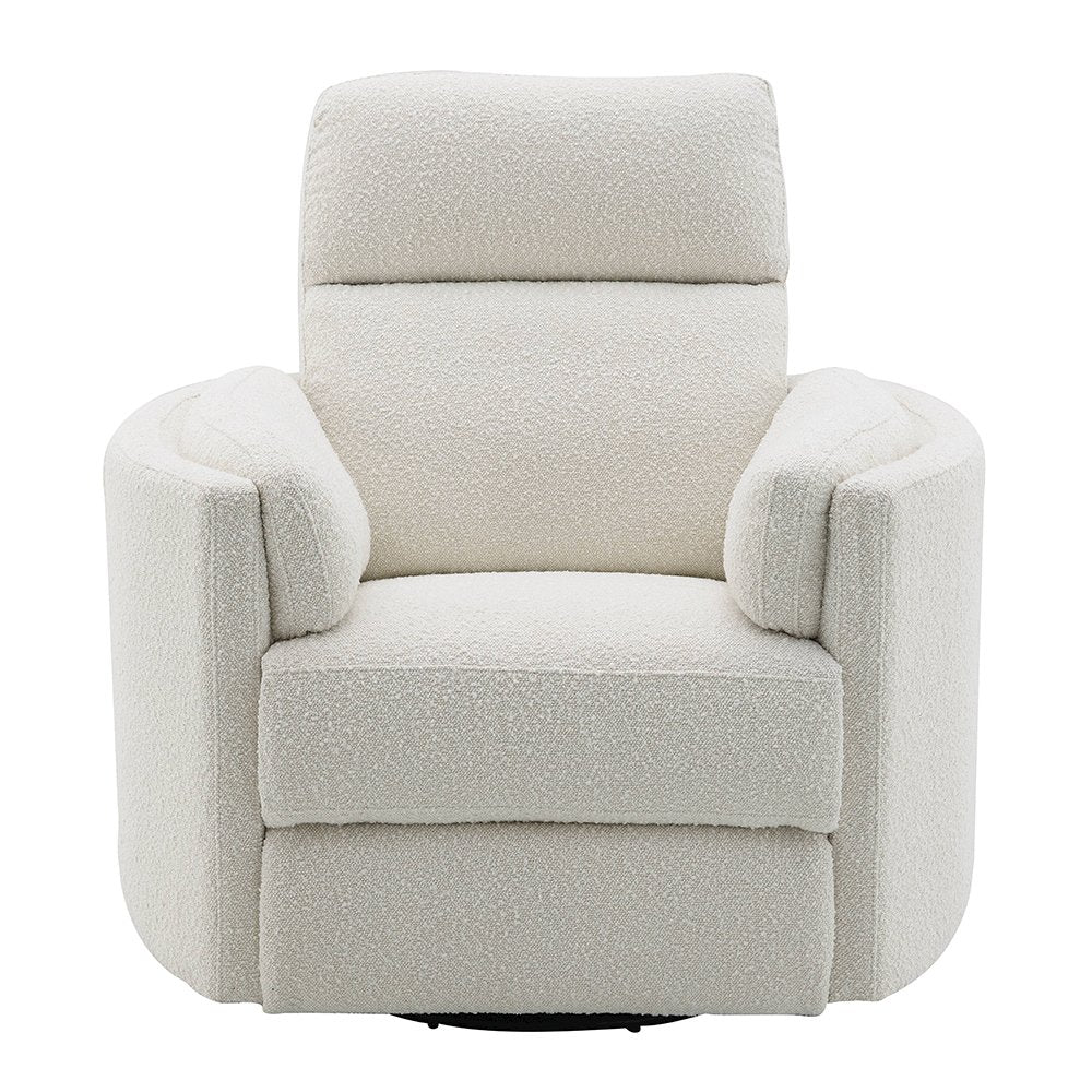 Sagen Glider Recliner w/Swivel, Beige Boucle