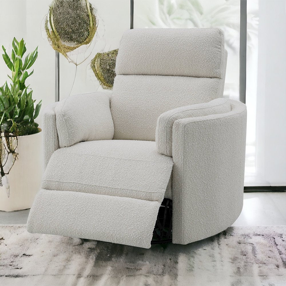 Sagen Glider Recliner w/Swivel, Beige Boucle