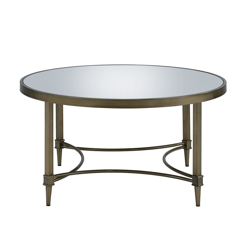 Aditya Coffee Table, Mirrored & Antique Brass