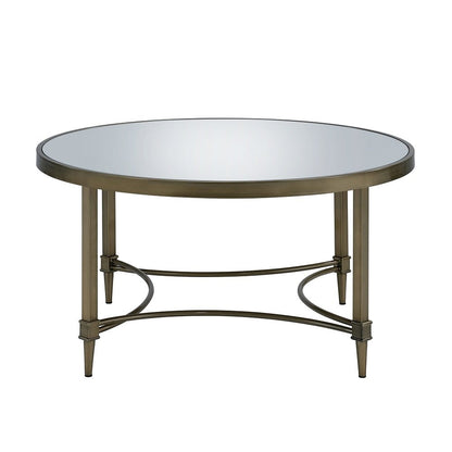 Aditya Coffee Table, Mirrored & Antique Brass