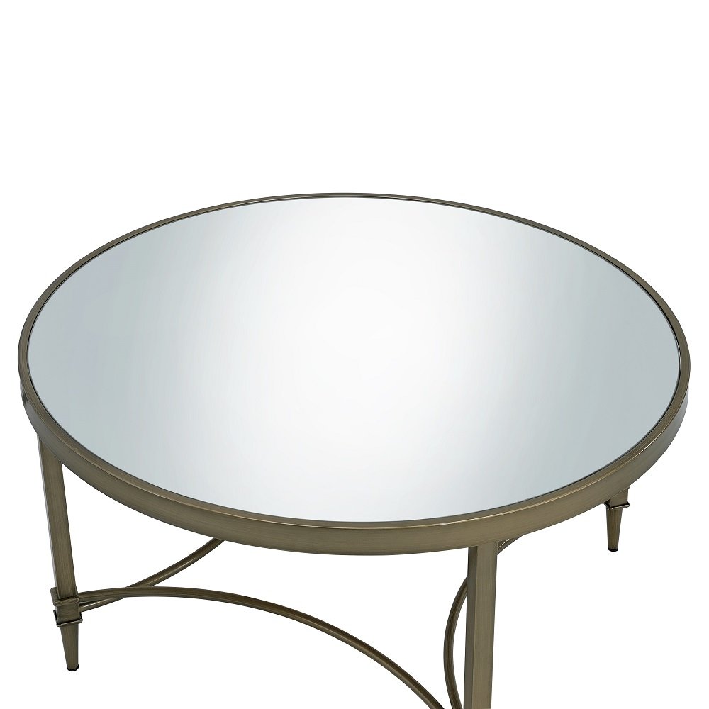 Aditya Coffee Table, Mirrored & Antique Brass