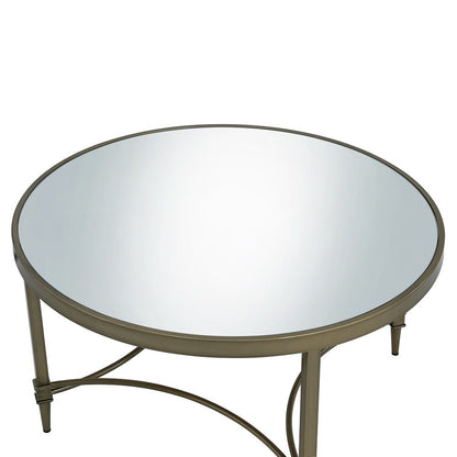 Aditya Coffee Table, Mirrored & Antique Brass