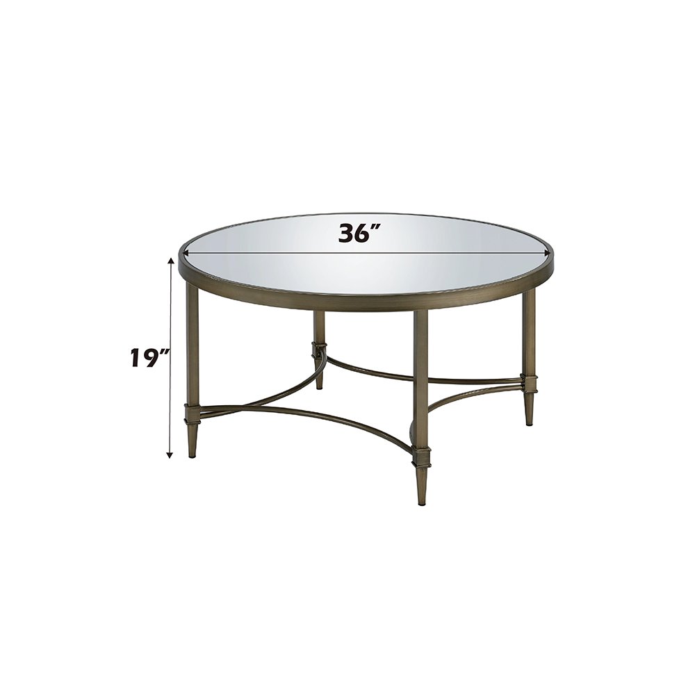 Aditya Coffee Table, Mirrored & Antique Brass