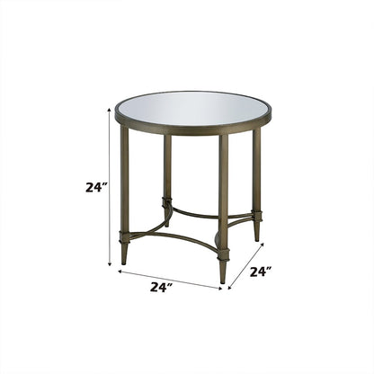 Aditya End Table, Mirrored & Antique Brass