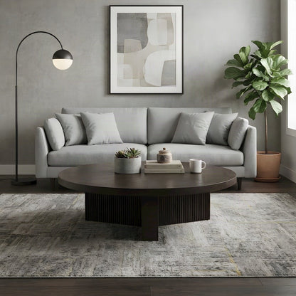 Wood Veneer Coffee Table with Contemporary Solid-Surface Top, Espresso