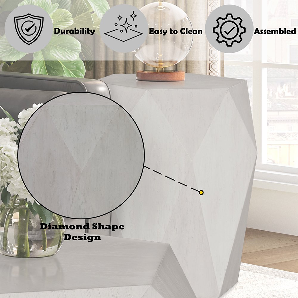 Hanniel End Table, Antique White
