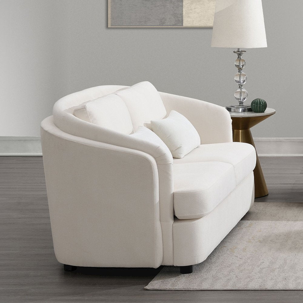 Mariko Loveseat w/2 Pillows, Beige Linen