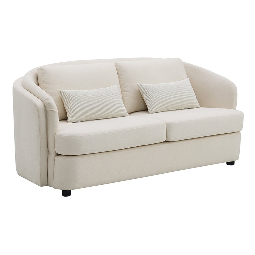 Mariko Loveseat w/2 Pillows, Beige Linen