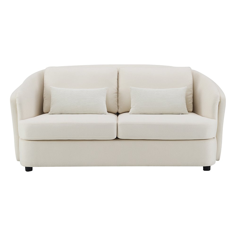 Mariko Loveseat w/2 Pillows, Beige Linen