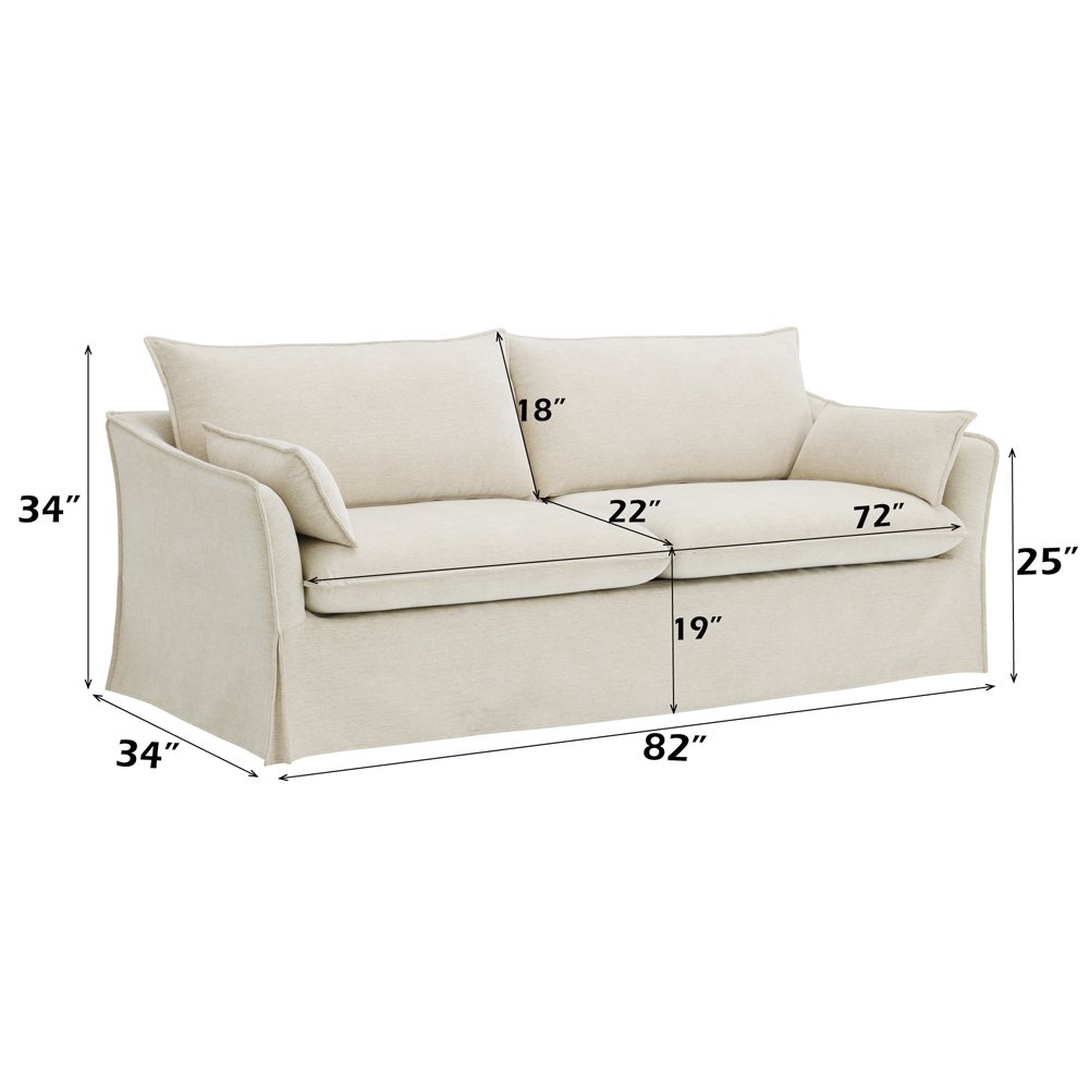 Shane Sofa w/2 Pillows, Beige Linen