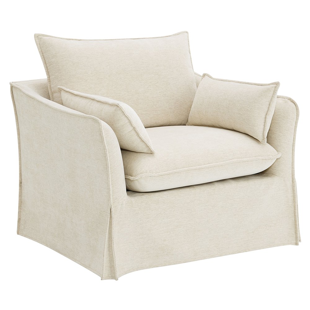 Shane Chair w/2 Pillows, Beige Linen