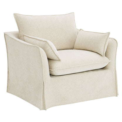 Shane Chair w/2 Pillows, Beige Linen