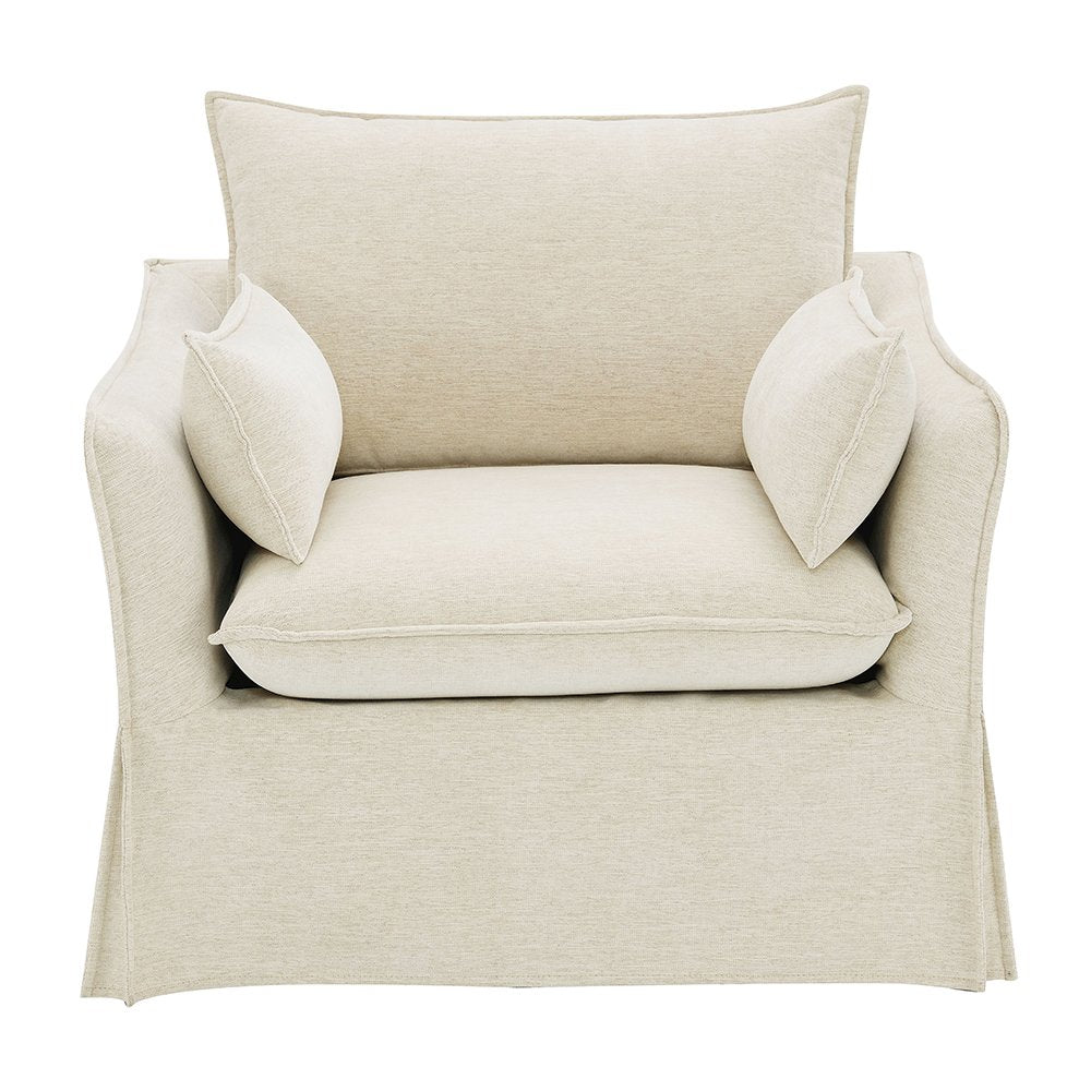 Shane Chair w/2 Pillows, Beige Linen