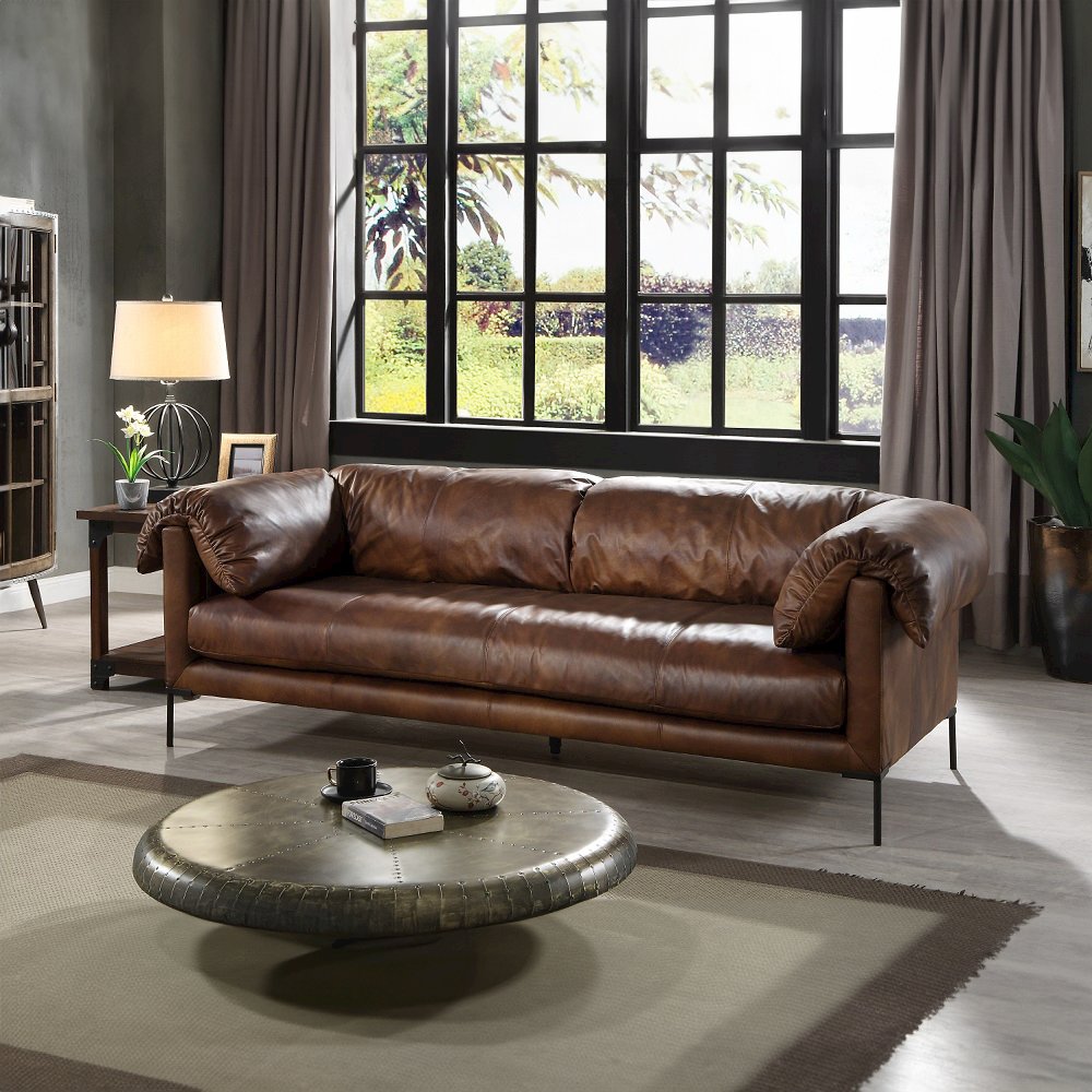Jaron Sofa, Mocha Top Grain Leather