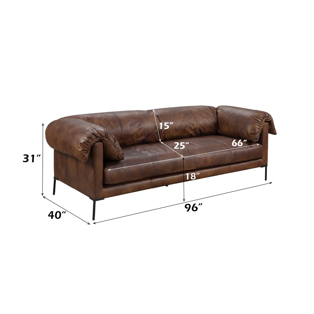 Jaron Sofa, Mocha Top Grain Leather