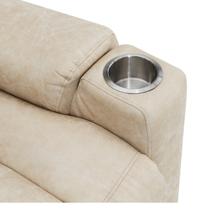 Nairi Power Recliner w/Lift, Heating & Massage, Ivory Polished Microfiber