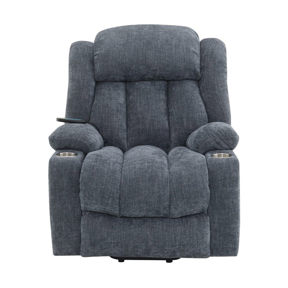 Omarion Power Recliner w/Lift, Heating & Massage, Blue Chenille