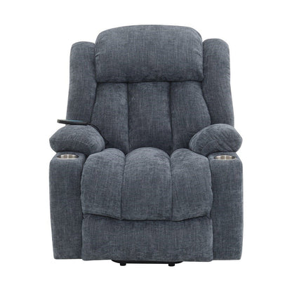 Omarion Power Recliner w/Lift, Heating & Massage, Blue Chenille
