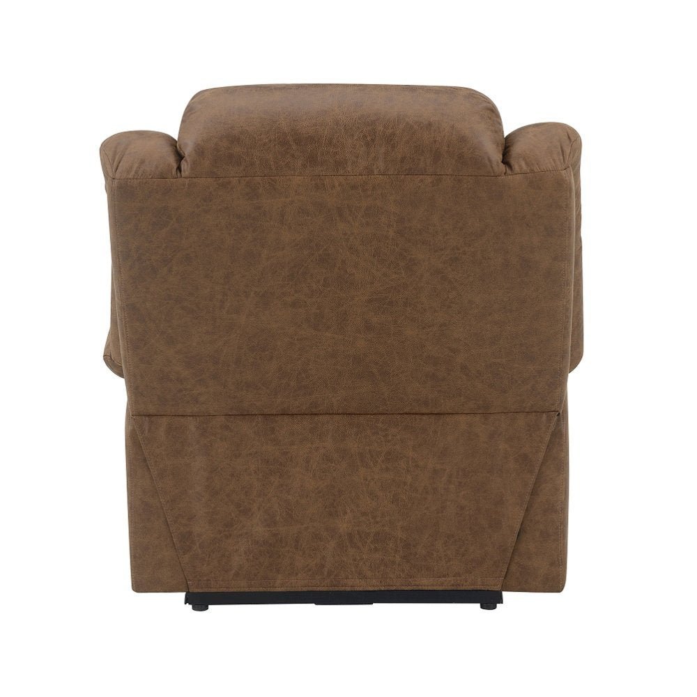 Omarion Power Recliner w/Lift, Heating & Massage, Brown Polished Microfiber