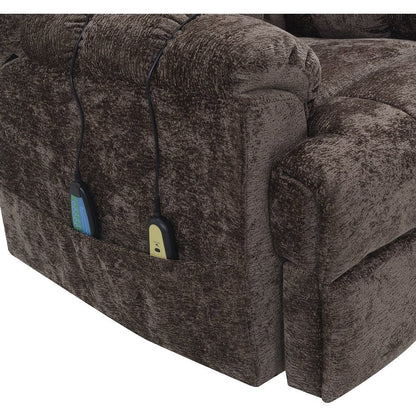 Pacay Power Recliner w/Lift, Heating & Massage, Brown Chenille