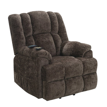 Pacay Power Recliner w/Lift, Heating & Massage, Brown Chenille