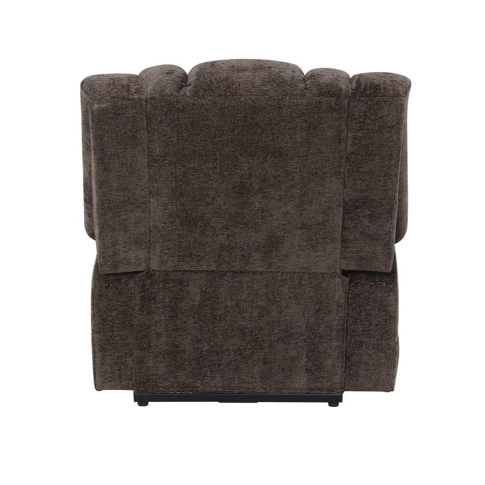 Pacay Power Recliner w/Lift, Heating & Massage, Brown Chenille