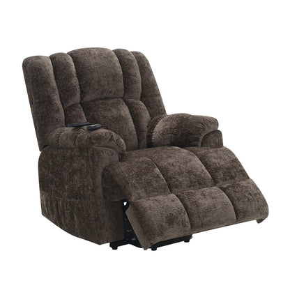 Pacay Power Recliner w/Lift, Heating & Massage, Brown Chenille