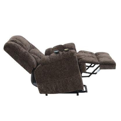 Pacay Power Recliner w/Lift, Heating & Massage, Brown Chenille
