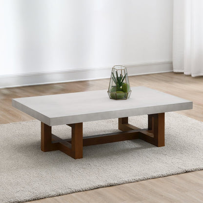 Keven Coffee Table, Faux Concrete Top & Walnut