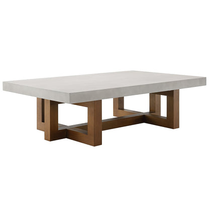 Keven Coffee Table, Faux Concrete Top & Walnut