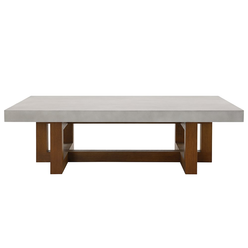 Keven Coffee Table, Faux Concrete Top & Walnut
