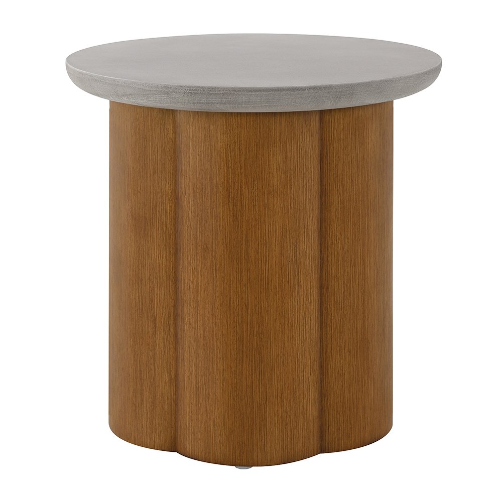 Evelyn End Table, Faux Concrete Top & Walnut