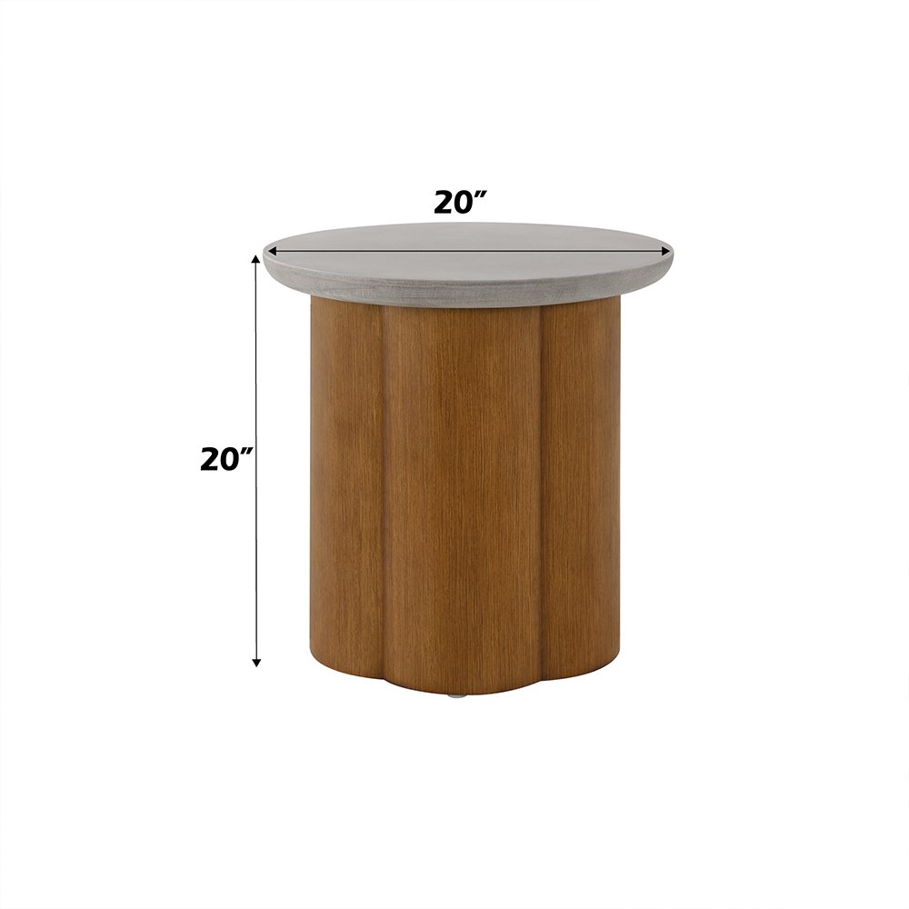 Evelyn End Table, Faux Concrete Top & Walnut