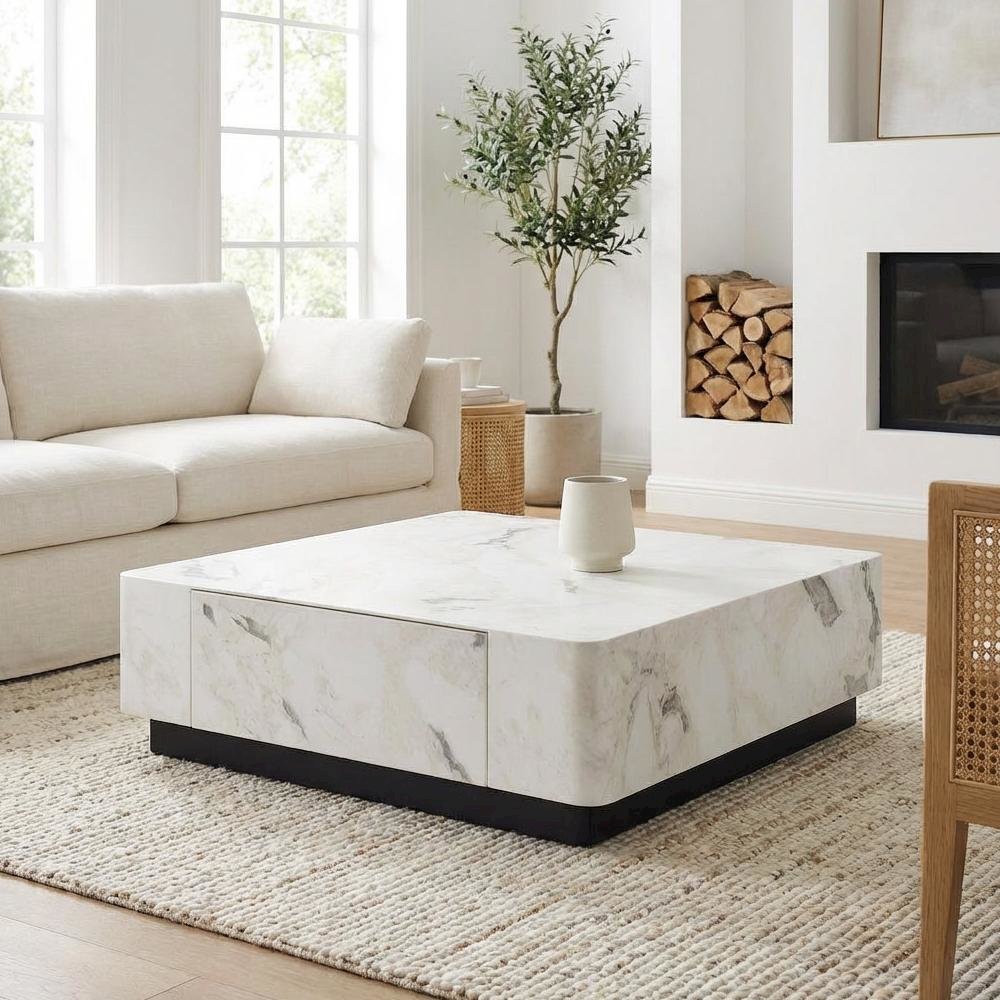 Engineered Stone Coffee Table with Durable Finish and Modern Design