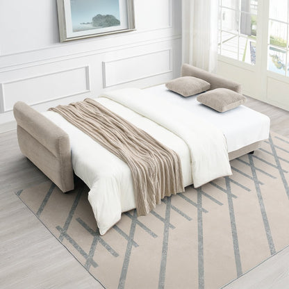 Haran Sofa w/Sleeper, Storage & 2 Pillows (Queen), Beige Fabric