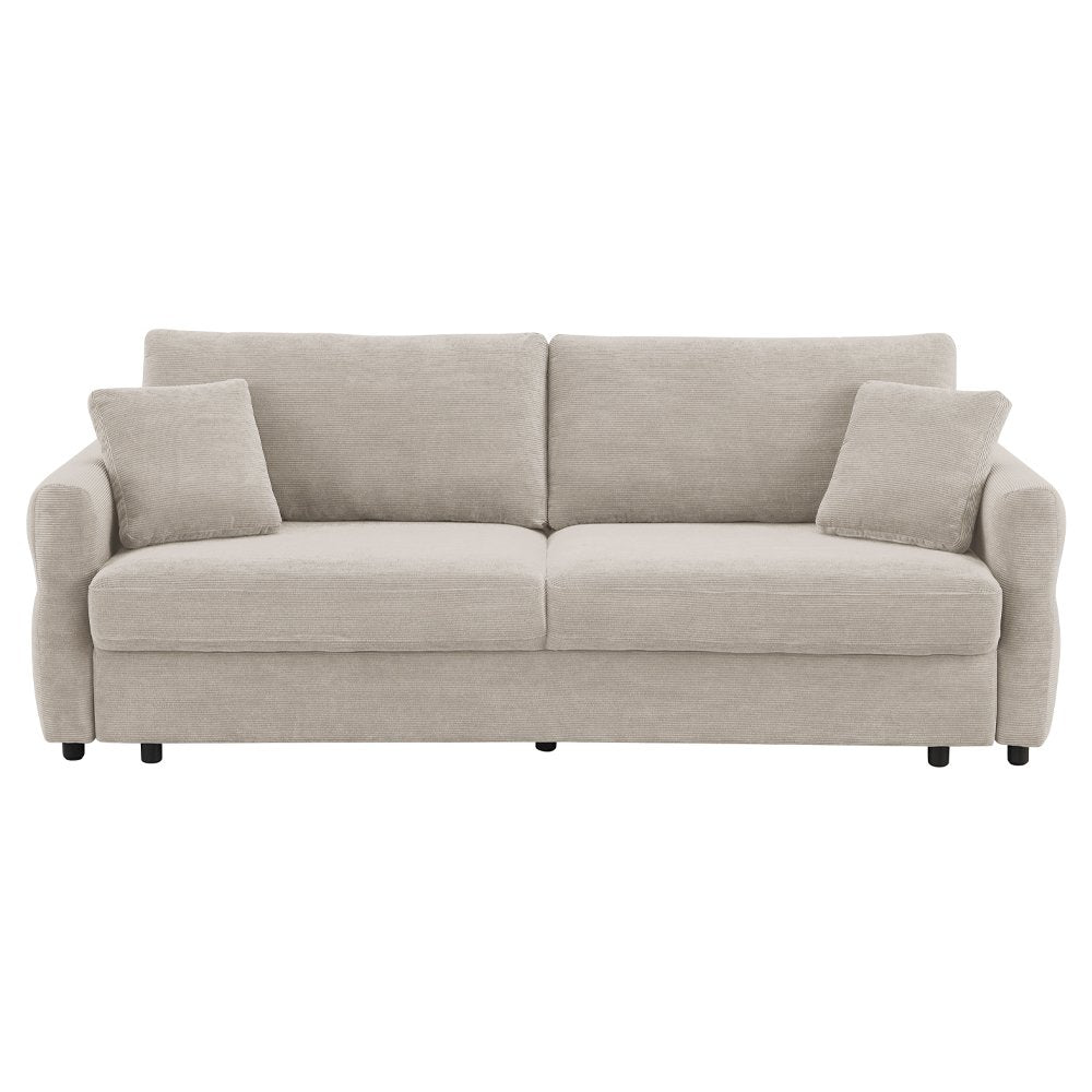 Haran Sofa w/Sleeper, Storage & 2 Pillows (Queen), Beige Fabric