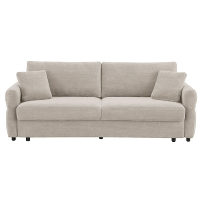 Haran Sofa w/Sleeper, Storage & 2 Pillows (Queen), Beige Fabric