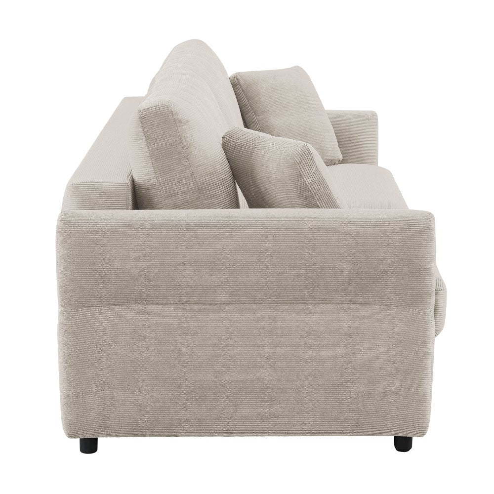 Haran Sofa w/Sleeper, Storage & 2 Pillows (Queen), Beige Fabric