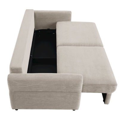 Haran Sofa w/Sleeper, Storage & 2 Pillows (Queen), Beige Fabric