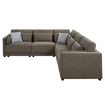 Rylie Modular - LF Chair w/3 Pillows, Brown Linen