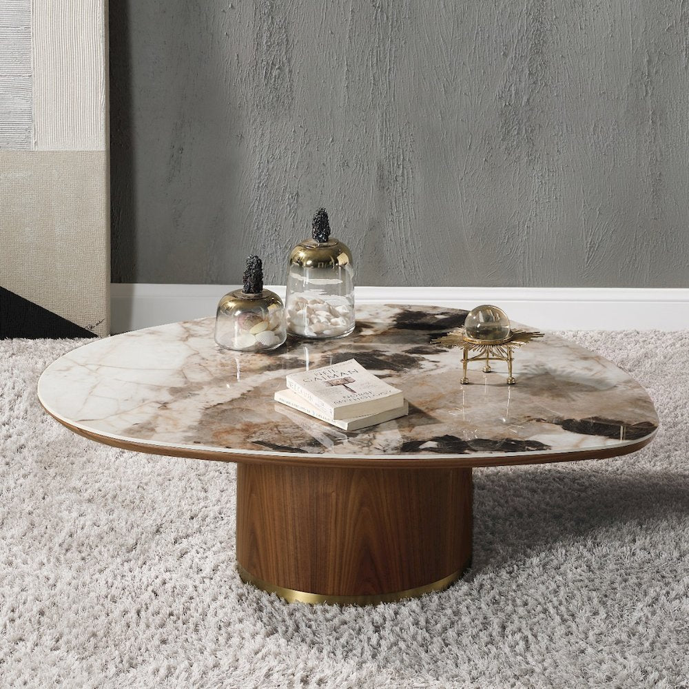 Willene Coffee Table w/Ceramic Top, Ceramic Top & Dark Oak